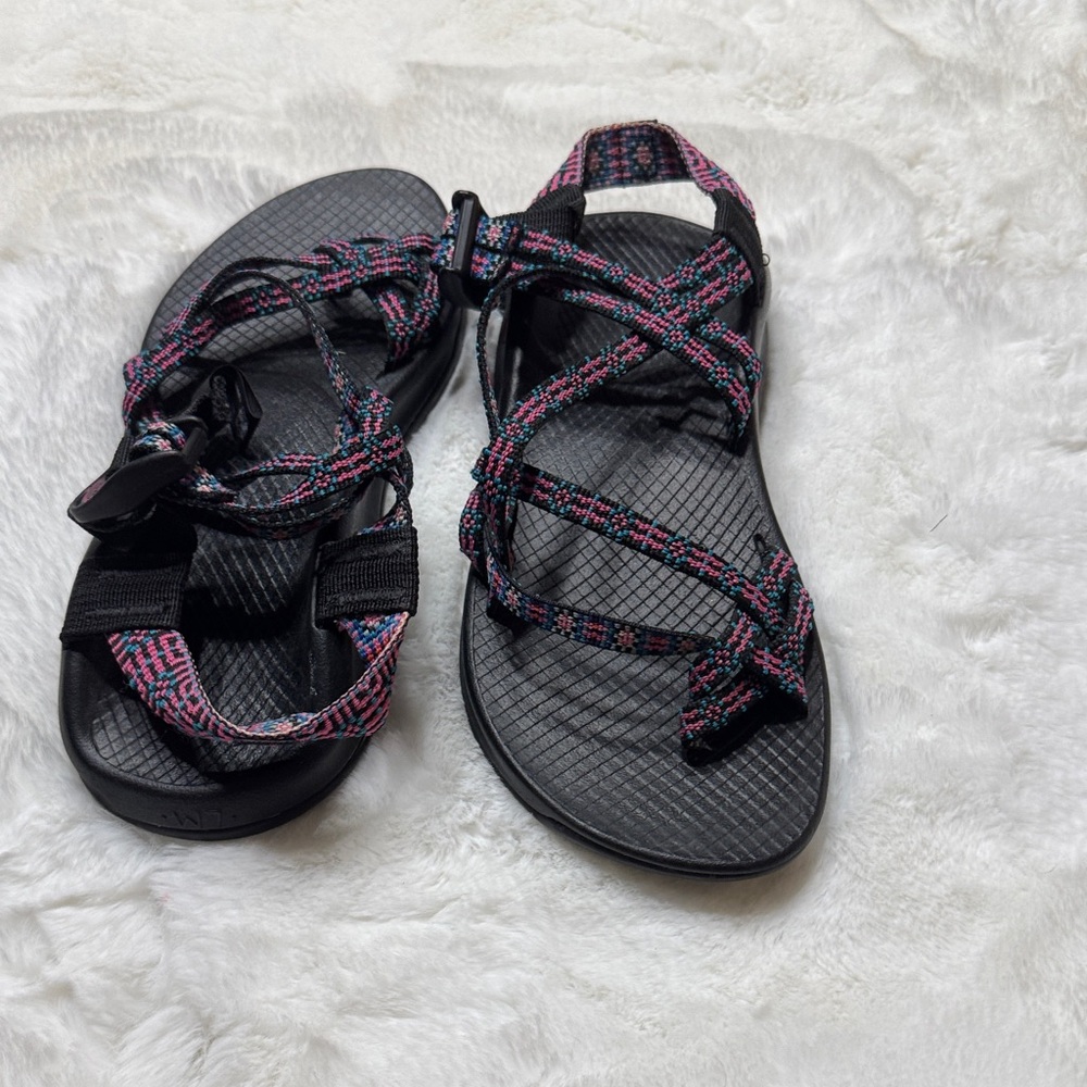Chaco Black and Pink Strappy Sandals